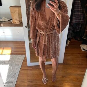 Retrofete Shimmering Gold Wrap Dress